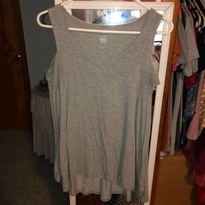 gray cold shoulder top